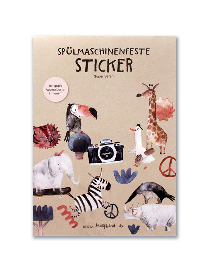 Spülmaschinenfeste Sticker I Super Safari